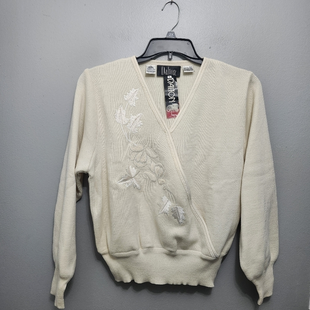 Dalton women's vintage sweater 100% virgin wool beige cream size large n…